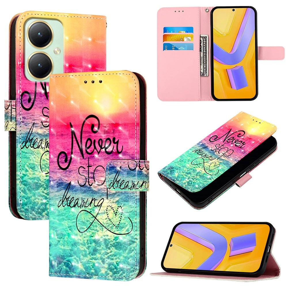 vivo Y27 4G Global Leather Flip Phone Case with 3D Painted Design, Card Holder, Wallet & Stand Function - Durable Protection & Easy Access