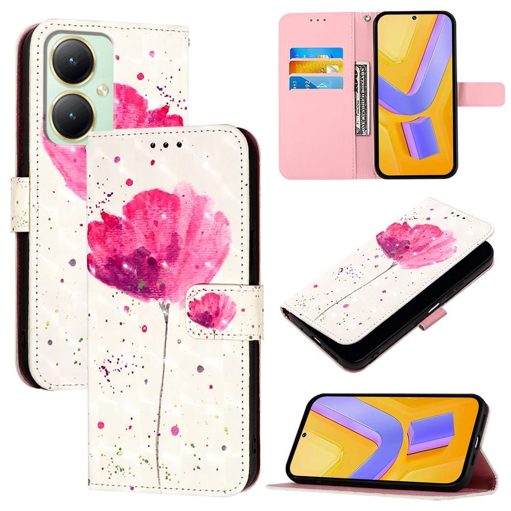 vivo Y27 4G Global Leather Flip Phone Case with 3D Painted Design, Card Holder, Wallet & Stand Function - Durable Protection & Easy Access