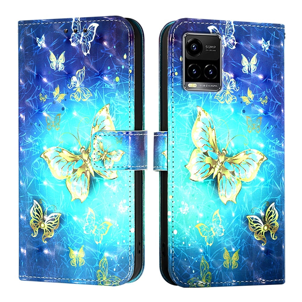 For vivo Y33s 4G Global Leather Flip Phone Case with 3D Painted Design, Card Holder, Wallet & Stand Function - Durable Protection & Easy Access