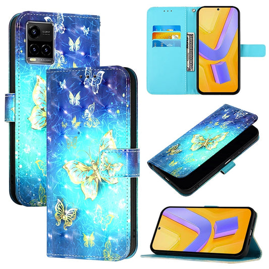 For vivo Y21t Leather Flip Phone Case with 3D Painted Design, Card Holder, Wallet & Stand Function - Durable Protection & Easy Access