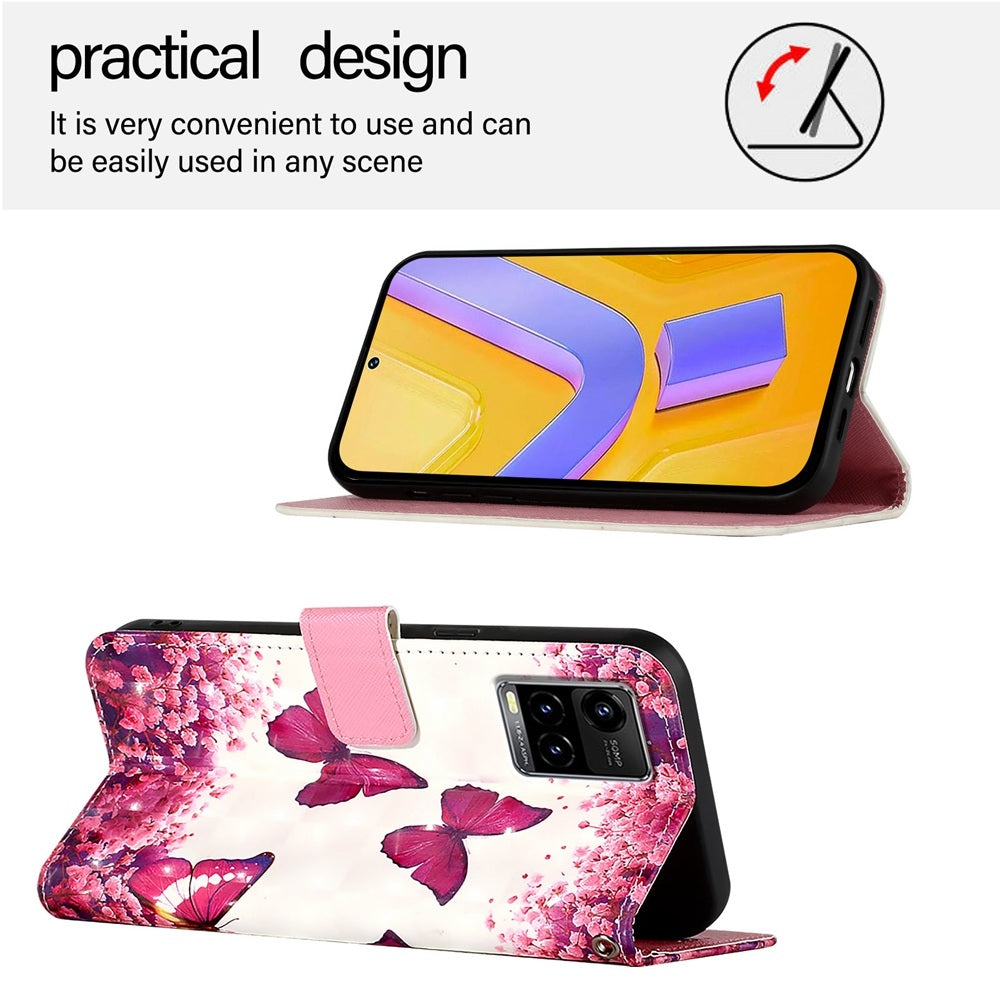 For vivo Y33s 4G Global Leather Flip Phone Case with 3D Painted Design, Card Holder, Wallet & Stand Function - Durable Protection & Easy Access