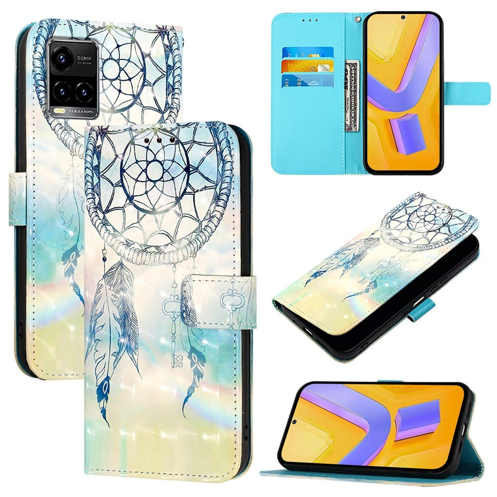For vivo Y33s 4G Global Leather Flip Phone Case with 3D Painted Design, Card Holder, Wallet & Stand Function - Durable Protection & Easy Access