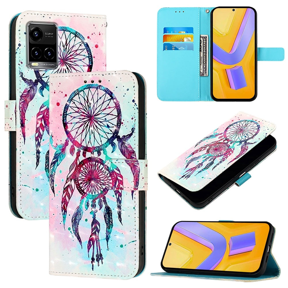 For vivo Y33s 4G Global Leather Flip Phone Case with 3D Painted Design, Card Holder, Wallet & Stand Function - Durable Protection & Easy Access