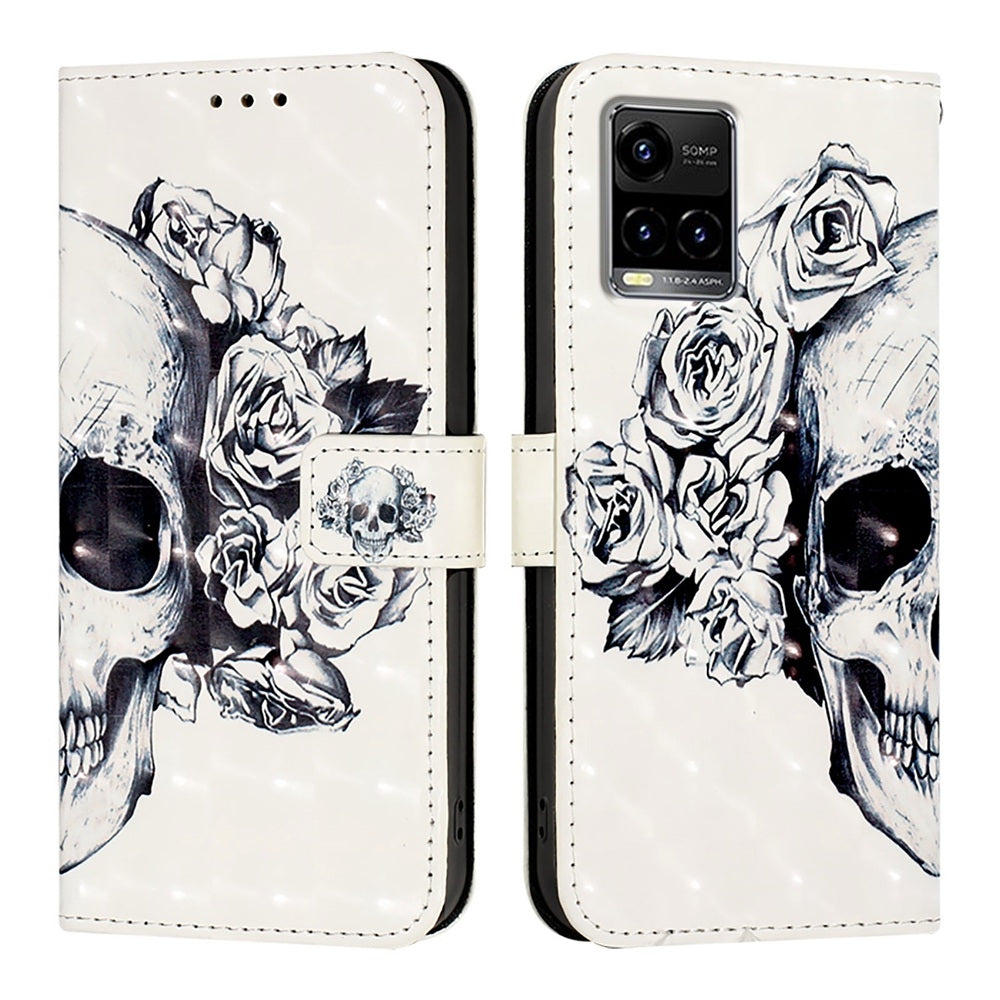 For vivo Y33s 4G Global Leather Flip Phone Case with 3D Painted Design, Card Holder, Wallet & Stand Function - Durable Protection & Easy Access
