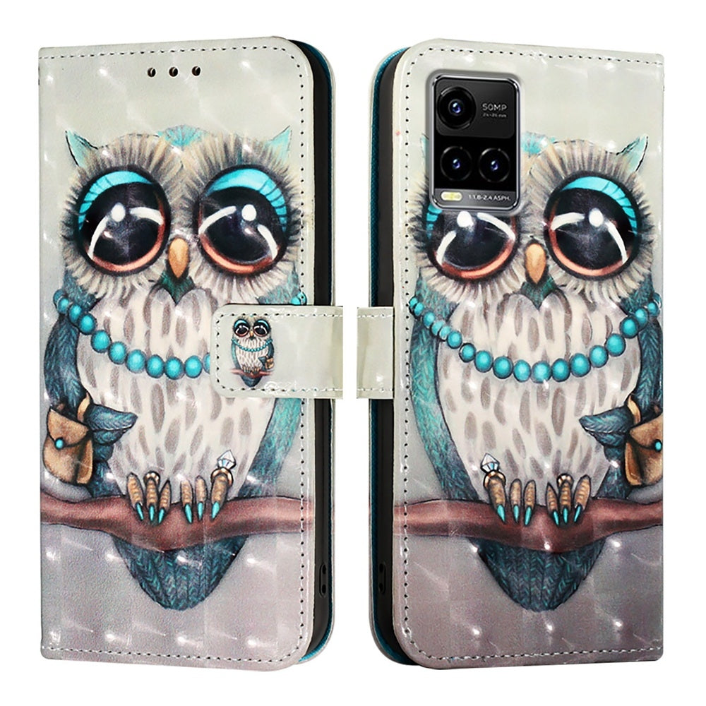 For vivo Y33s 4G Global Leather Flip Phone Case with 3D Painted Design, Card Holder, Wallet & Stand Function - Durable Protection & Easy Access