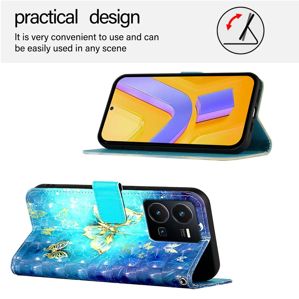 For vivo Y77 Global Leather Flip Phone Case with 3D Painted Design, Card Holder, Wallet & Stand Function - Durable Protection & Easy Access