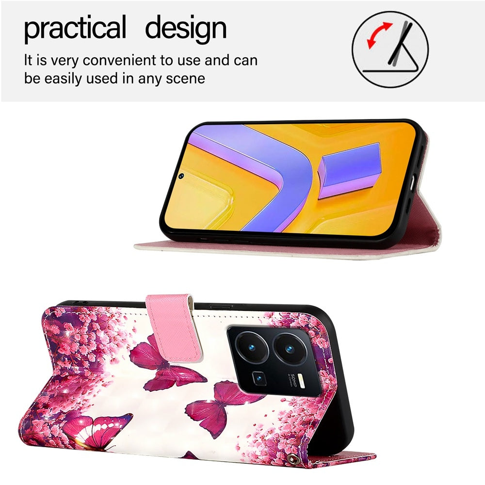 For vivo Y77 Global Leather Flip Phone Case with 3D Painted Design, Card Holder, Wallet & Stand Function - Durable Protection & Easy Access