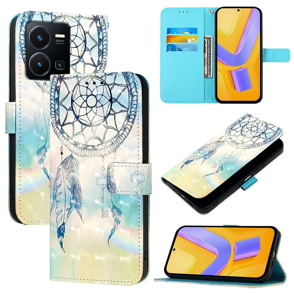 For vivo Y77 Global Leather Flip Phone Case with 3D Painted Design, Card Holder, Wallet & Stand Function - Durable Protection & Easy Access