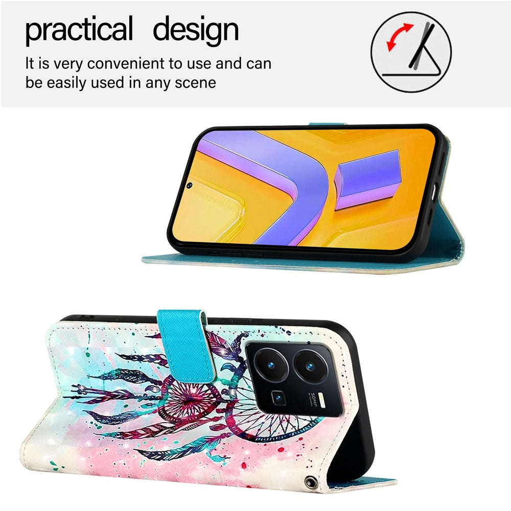 For vivo Y77 Global Leather Flip Phone Case with 3D Painted Design, Card Holder, Wallet & Stand Function - Durable Protection & Easy Access