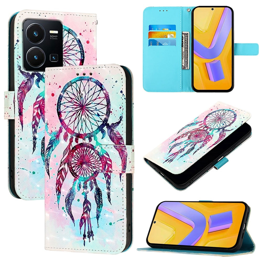 For vivo Y77 Global Leather Flip Phone Case with 3D Painted Design, Card Holder, Wallet & Stand Function - Durable Protection & Easy Access