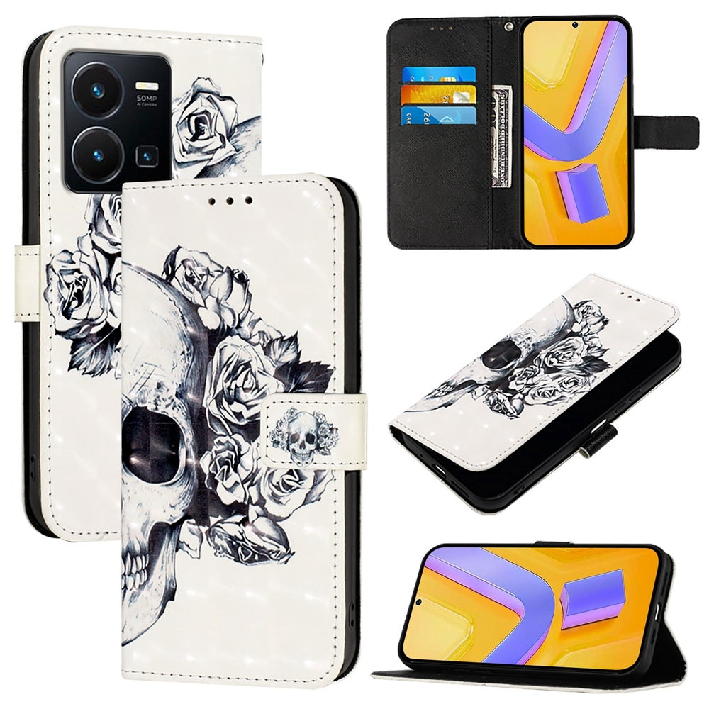 For vivo Y77 Global Leather Flip Phone Case with 3D Painted Design, Card Holder, Wallet & Stand Function - Durable Protection & Easy Access