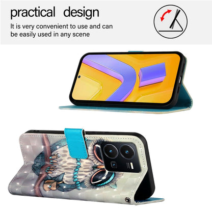 For vivo Y77 Global Leather Flip Phone Case with 3D Painted Design, Card Holder, Wallet & Stand Function - Durable Protection & Easy Access