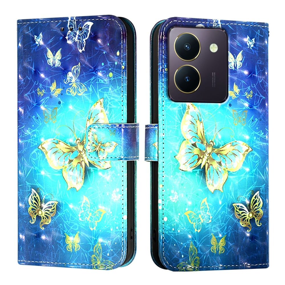For vivo Y36 4G India Leather Flip Phone Case with 3D Painted Design, Card Holder, Wallet & Stand Function - Durable Protection & Easy Access