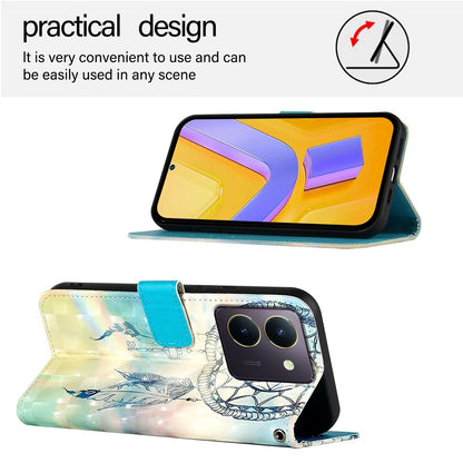 For vivo Y36 4G/5G Global Leather Flip Phone Case with 3D Painted Design, Card Holder, Wallet & Stand Function - Durable Protection & Easy Access