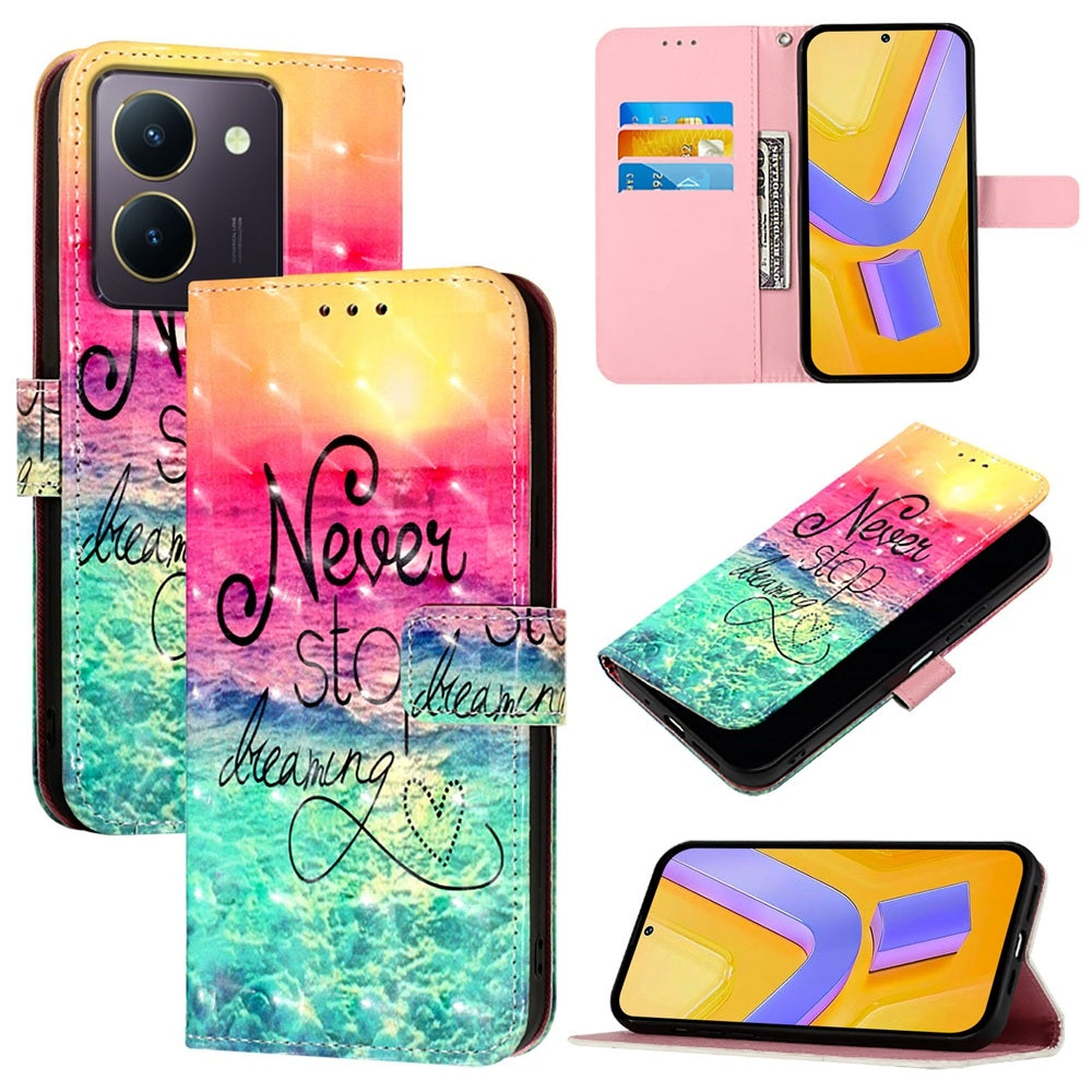 For vivo Y36 4G India Leather Flip Phone Case with 3D Painted Design, Card Holder, Wallet & Stand Function - Durable Protection & Easy Access