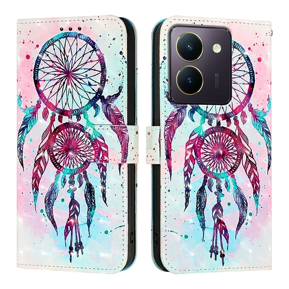 For vivo Y36 4G India Leather Flip Phone Case with 3D Painted Design, Card Holder, Wallet & Stand Function - Durable Protection & Easy Access