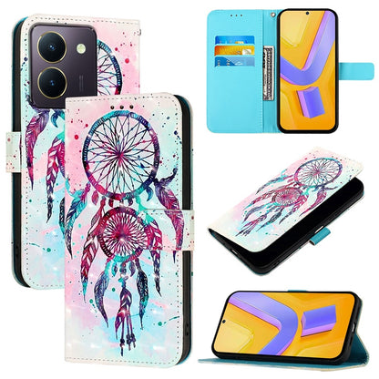 For vivo Y36 4G India Leather Flip Phone Case with 3D Painted Design, Card Holder, Wallet & Stand Function - Durable Protection & Easy Access