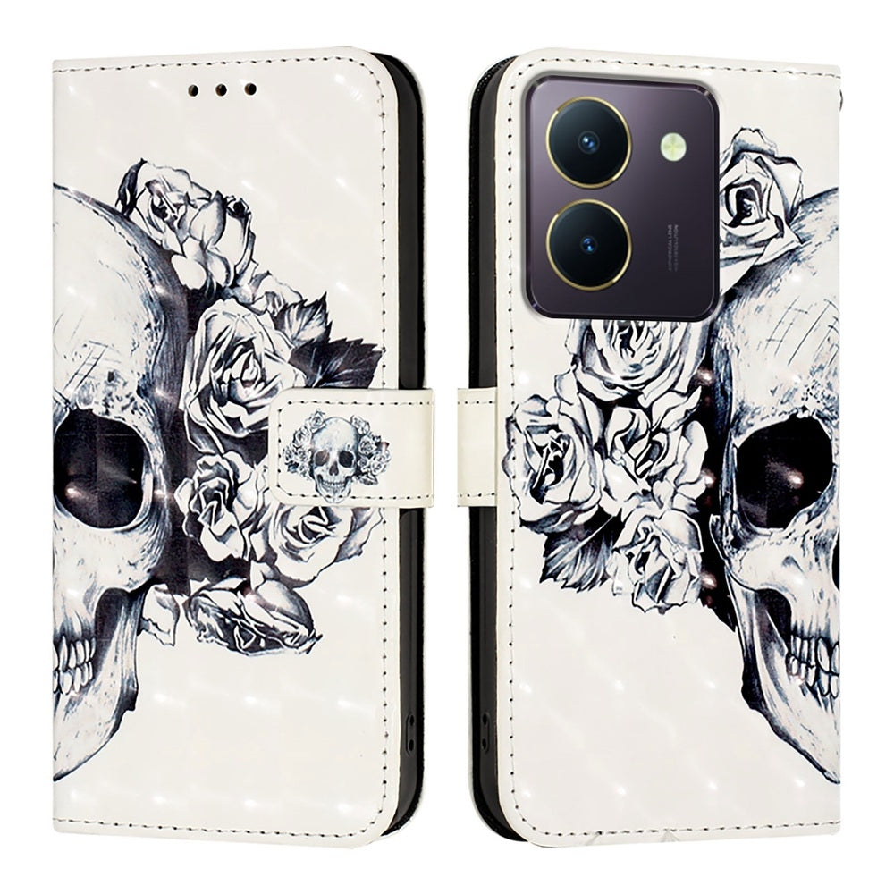 For vivo Y36 4G India Leather Flip Phone Case with 3D Painted Design, Card Holder, Wallet & Stand Function - Durable Protection & Easy Access