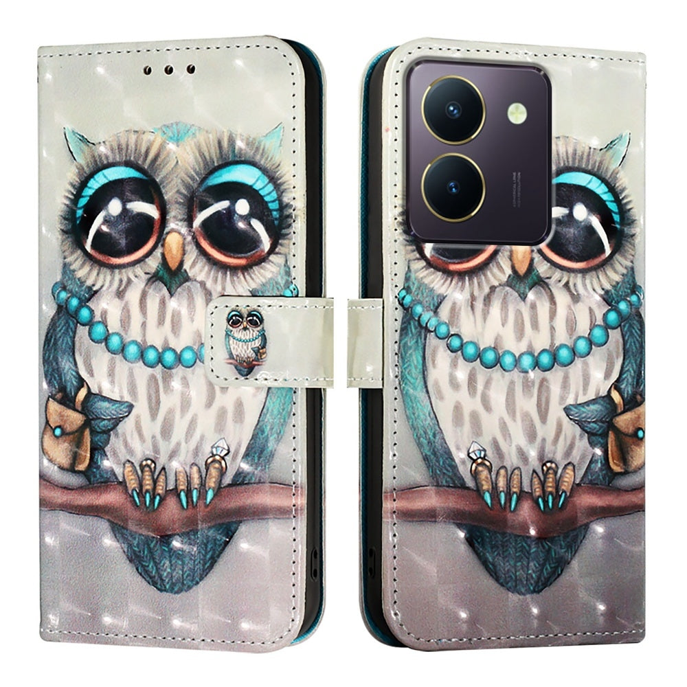 For vivo Y36 4G India Leather Flip Phone Case with 3D Painted Design, Card Holder, Wallet & Stand Function - Durable Protection & Easy Access