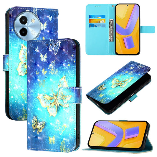 For vivo Y38 Leather Flip Phone Case with 3D Painted Design, Card Holder, Wallet & Stand Function - Durable Protection & Easy Access