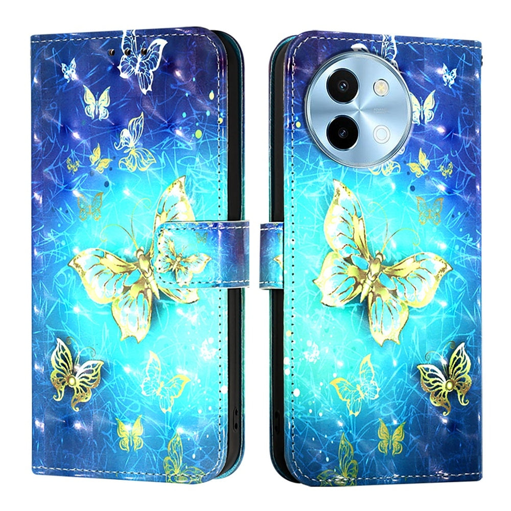 For vivo Y38 Leather Flip Phone Case with 3D Painted Design, Card Holder, Wallet & Stand Function - Durable Protection & Easy Access