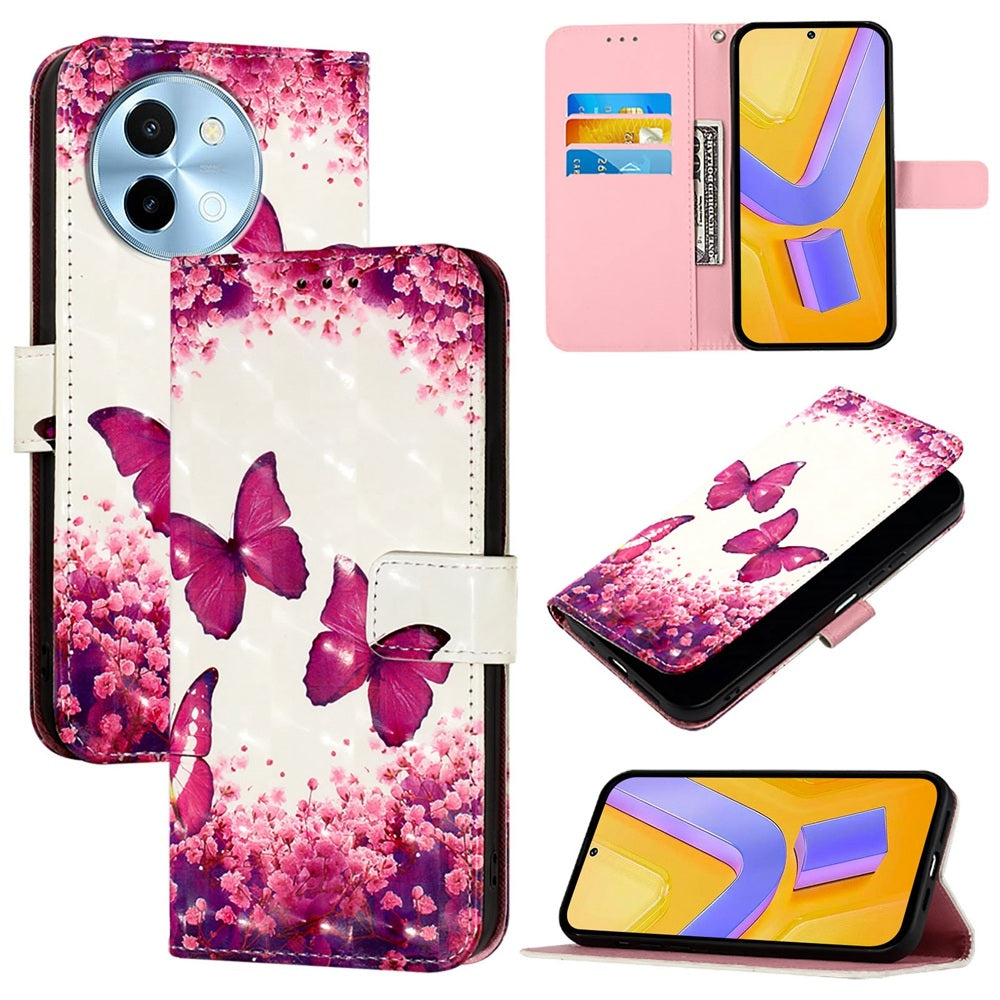 For vivo Y38 Leather Flip Phone Case with 3D Painted Design, Card Holder, Wallet & Stand Function - Durable Protection & Easy Access
