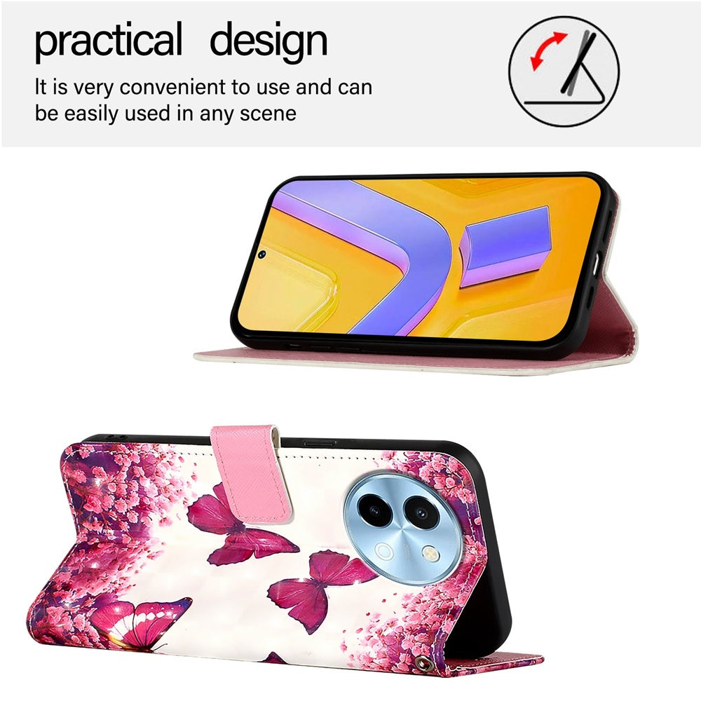 For vivo Y38 Leather Flip Phone Case with 3D Painted Design, Card Holder, Wallet & Stand Function - Durable Protection & Easy Access