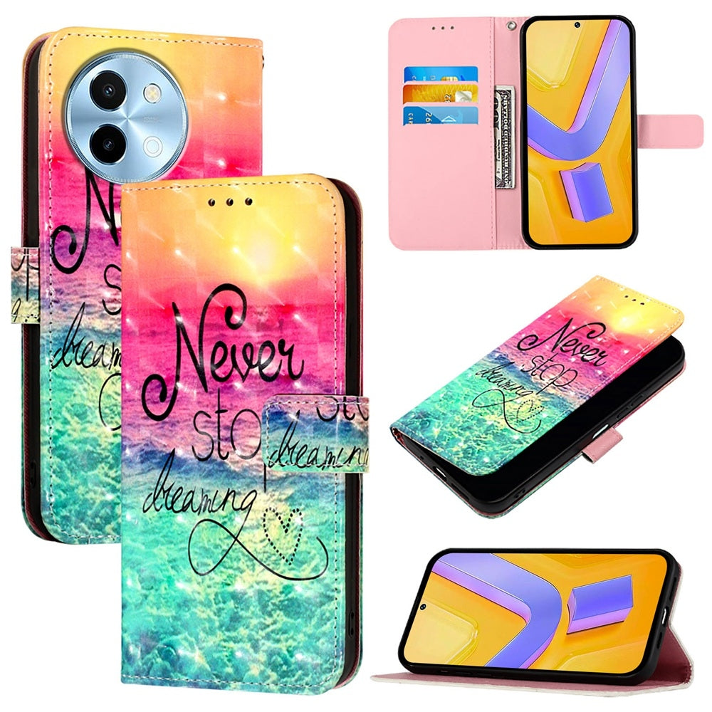 For vivo Y38 Leather Flip Phone Case with 3D Painted Design, Card Holder, Wallet & Stand Function - Durable Protection & Easy Access