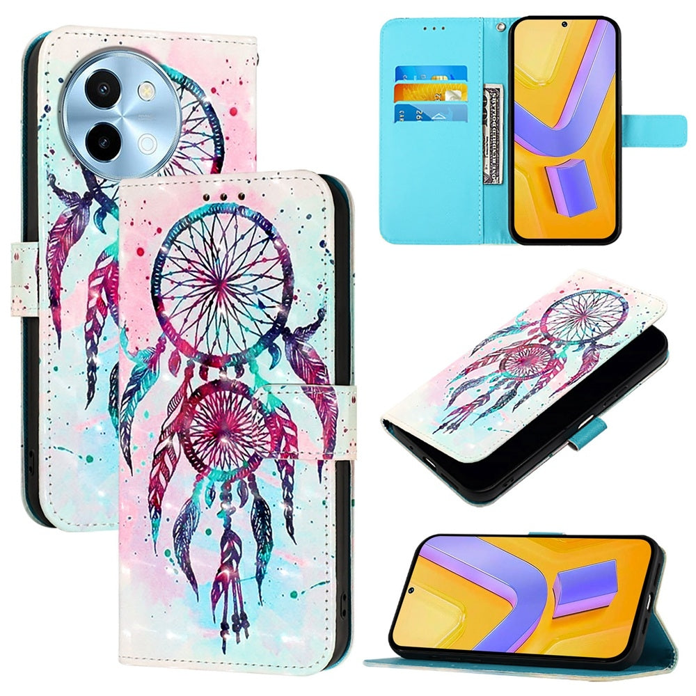 For vivo Y38 Leather Flip Phone Case with 3D Painted Design, Card Holder, Wallet & Stand Function - Durable Protection & Easy Access