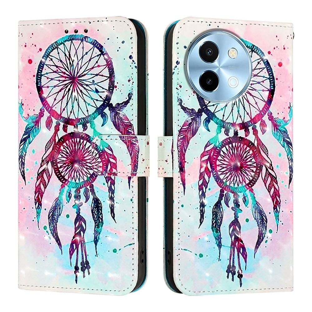 For vivo Y38 Leather Flip Phone Case with 3D Painted Design, Card Holder, Wallet & Stand Function - Durable Protection & Easy Access