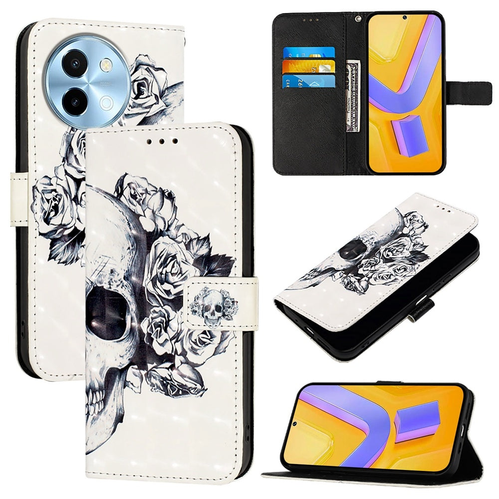 For vivo Y38 Leather Flip Phone Case with 3D Painted Design, Card Holder, Wallet & Stand Function - Durable Protection & Easy Access