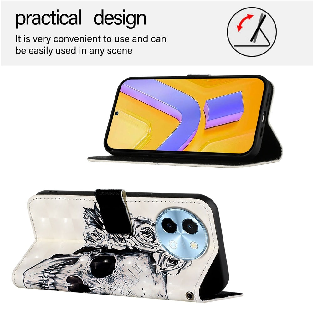 For vivo Y38 Leather Flip Phone Case with 3D Painted Design, Card Holder, Wallet & Stand Function - Durable Protection & Easy Access