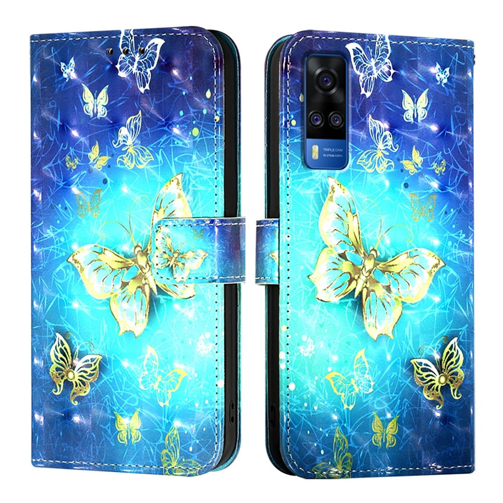 For vivo Y51a 2021 Leather Flip Phone Case with 3D Painted Design, Card Holder, Wallet & Stand Function - Durable Protection & Easy Access