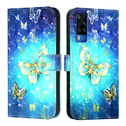 For vivo Y51a 2021 Leather Flip Phone Case with 3D Painted Design, Card Holder, Wallet & Stand Function - Durable Protection & Easy Access