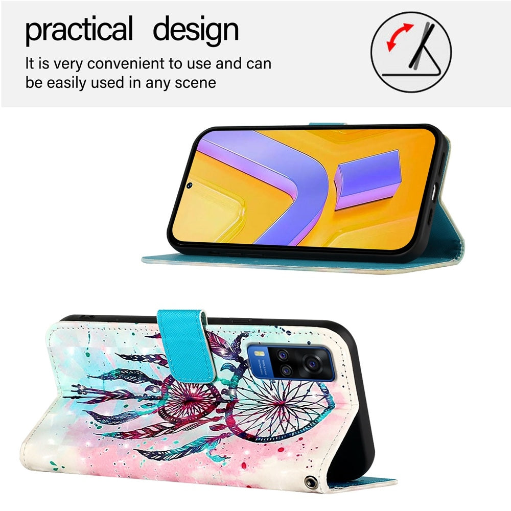 For vivo Y53s 4G Leather Flip Phone Case with 3D Painted Design, Card Holder, Wallet & Stand Function - Durable Protection & Easy Access