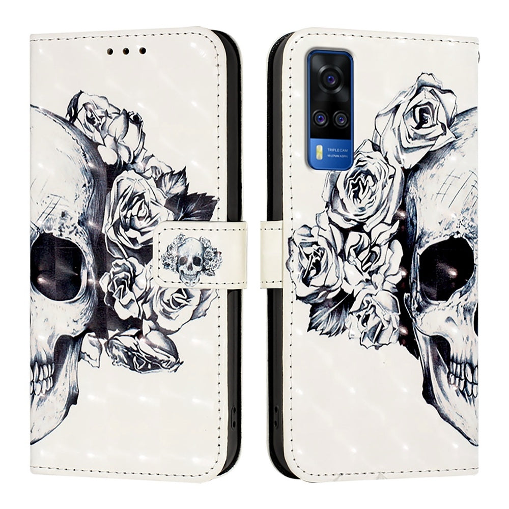 For vivo Y51a 2021 Leather Flip Phone Case with 3D Painted Design, Card Holder, Wallet & Stand Function - Durable Protection & Easy Access