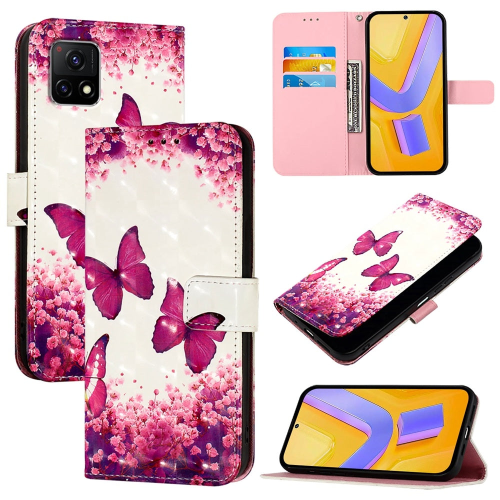 vivo iQOO U3 Leather Flip Phone Case with 3D Painted Design, Card Holder, Wallet & Stand Function - Durable Protection & Easy Access