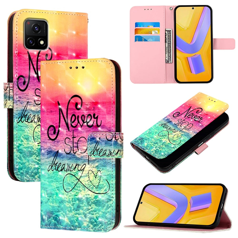 For vivo Y52s Leather Flip Phone Case with 3D Painted Design, Card Holder, Wallet & Stand Function - Durable Protection & Easy Access