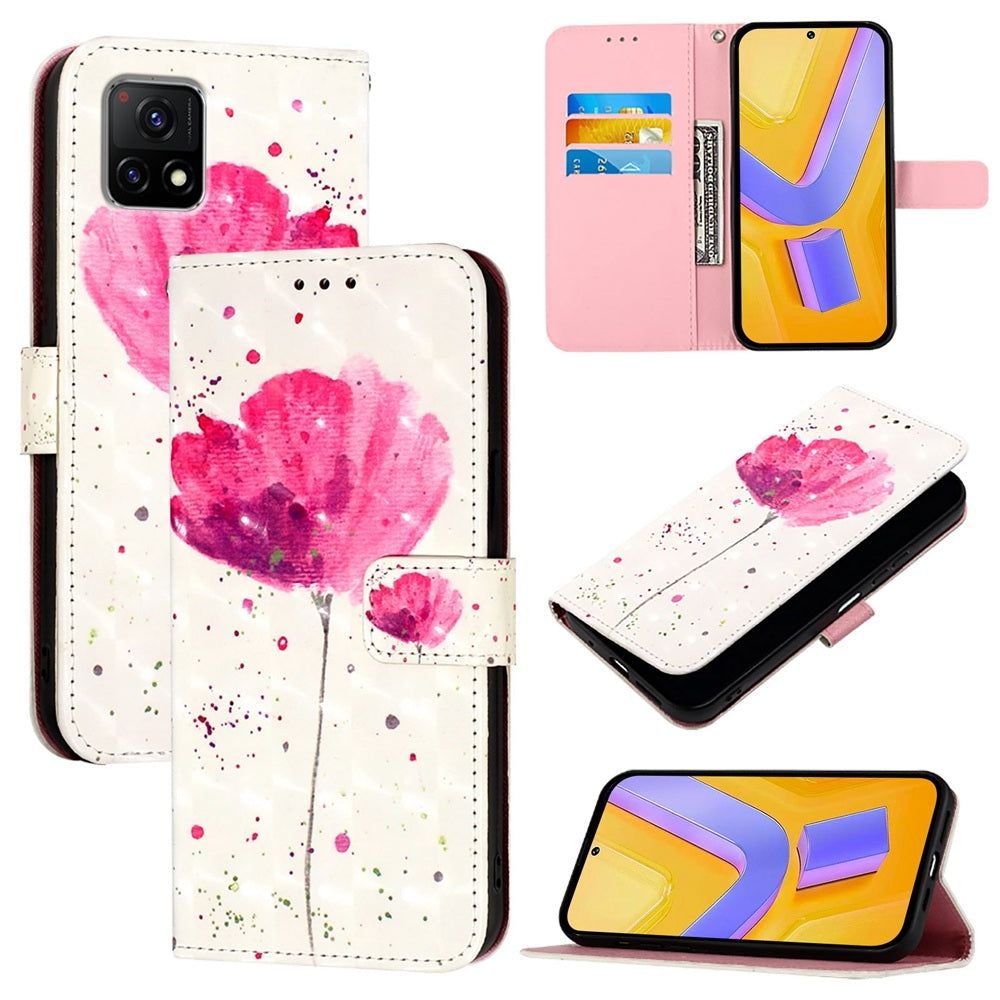For vivo Y52s Leather Flip Phone Case with 3D Painted Design, Card Holder, Wallet & Stand Function - Durable Protection & Easy Access