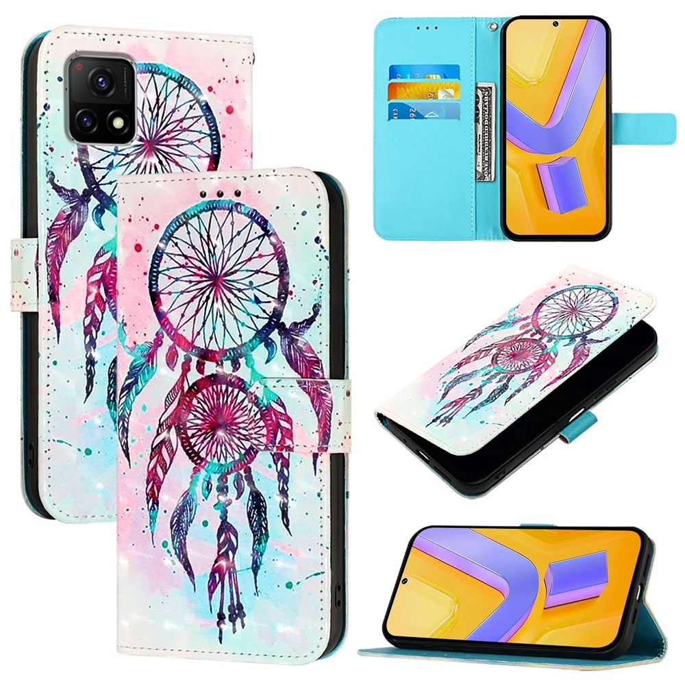 For vivo Y52s Leather Flip Phone Case with 3D Painted Design, Card Holder, Wallet & Stand Function - Durable Protection & Easy Access