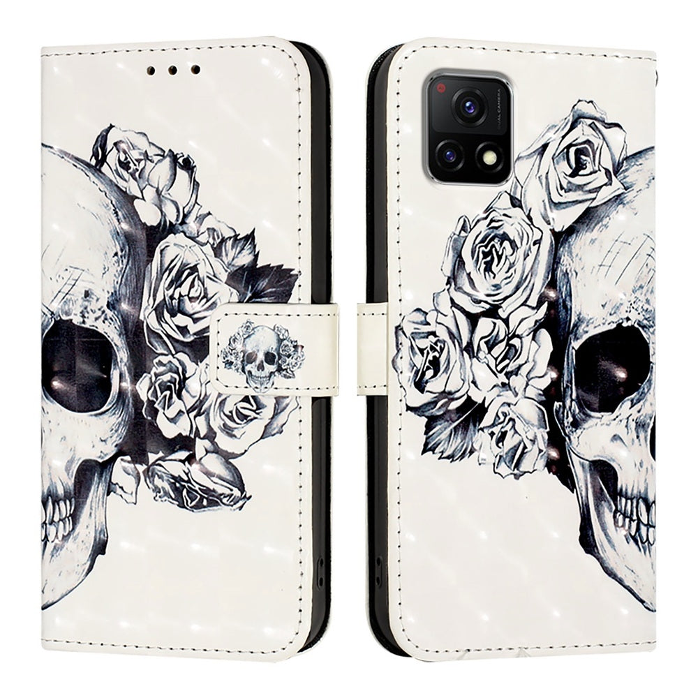 For vivo Y52s Leather Flip Phone Case with 3D Painted Design, Card Holder, Wallet & Stand Function - Durable Protection & Easy Access