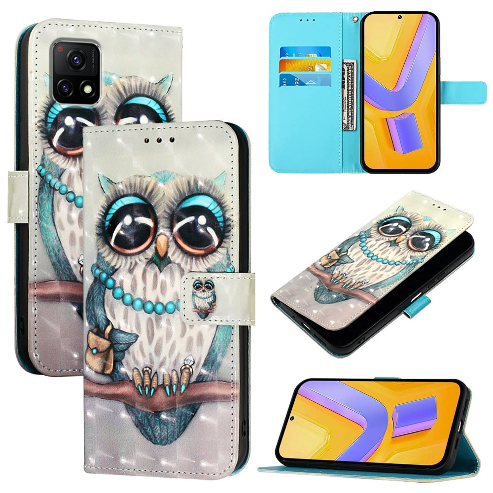 For vivo Y52s Leather Flip Phone Case with 3D Painted Design, Card Holder, Wallet & Stand Function - Durable Protection & Easy Access