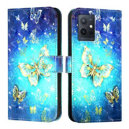 For vivo Y55s 5G 2023 Leather Flip Phone Case with 3D Painted Design, Card Holder, Wallet & Stand Function - Durable Protection & Easy Access