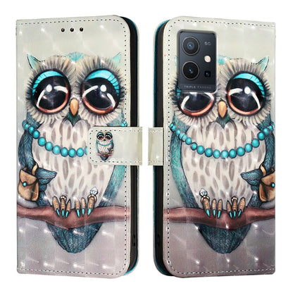 For vivo Y55s 5G 2023 Leather Flip Phone Case with 3D Painted Design, Card Holder, Wallet & Stand Function - Durable Protection & Easy Access