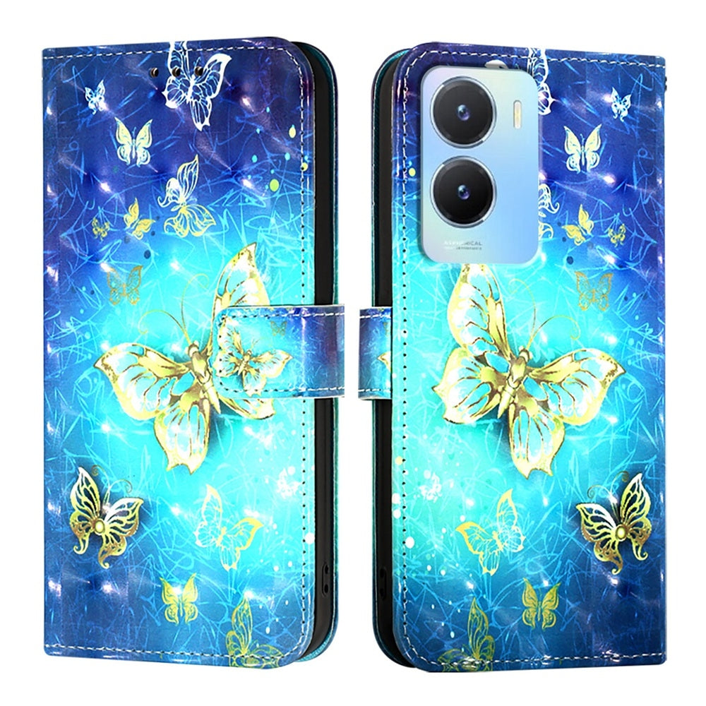 vivo Y02s Global Leather Flip Phone Case with 3D Painted Design, Card Holder, Wallet & Stand Function - Durable Protection & Easy Access
