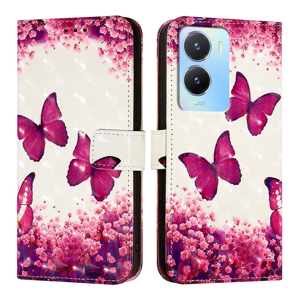 For vivo Y56 Leather Flip Phone Case with 3D Painted Design, Card Holder, Wallet & Stand Function - Durable Protection & Easy Access