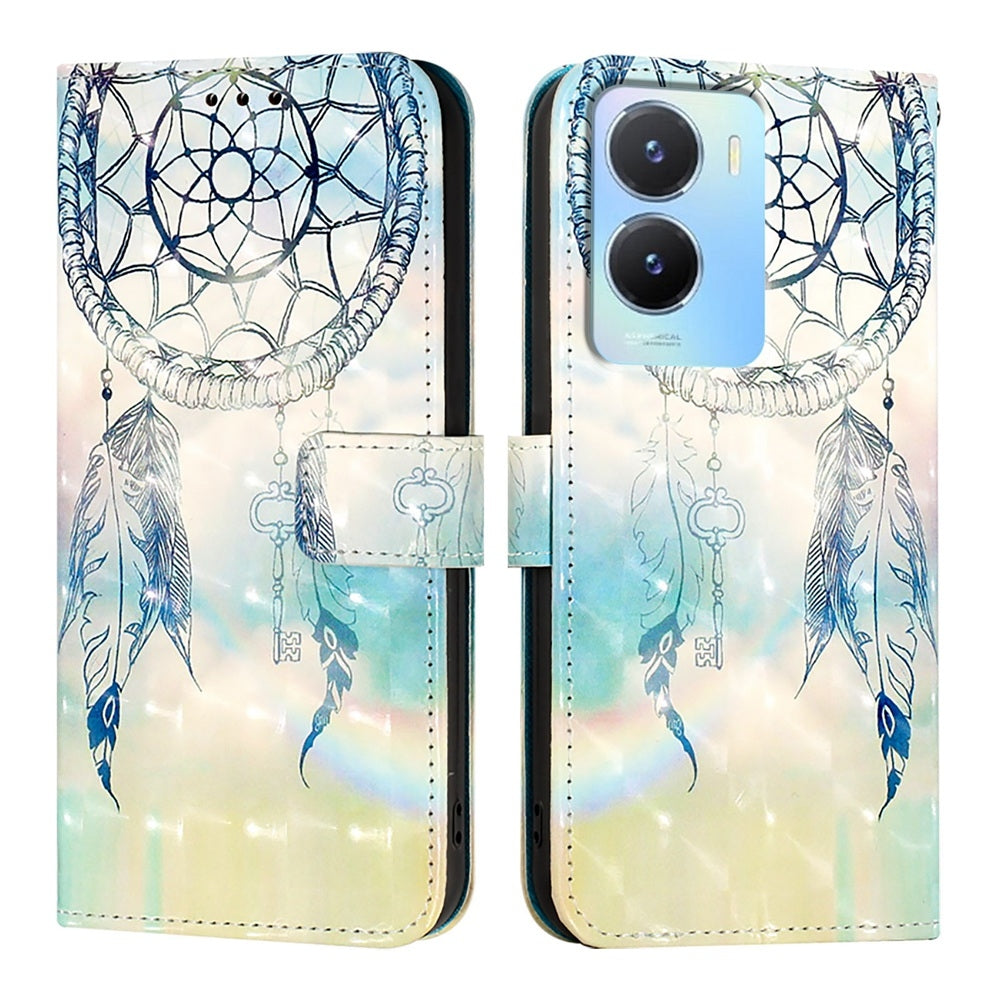 For vivo Y56 Leather Flip Phone Case with 3D Painted Design, Card Holder, Wallet & Stand Function - Durable Protection & Easy Access