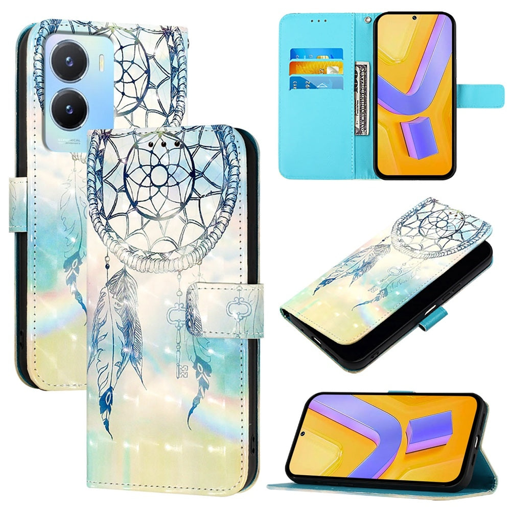 vivo Y02s Global Leather Flip Phone Case with 3D Painted Design, Card Holder, Wallet & Stand Function - Durable Protection & Easy Access