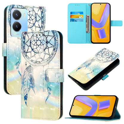 vivo Y02s Global Leather Flip Phone Case with 3D Painted Design, Card Holder, Wallet & Stand Function - Durable Protection & Easy Access