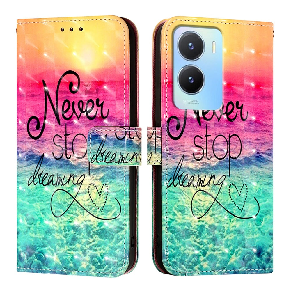 For vivo Y56 Leather Flip Phone Case with 3D Painted Design, Card Holder, Wallet & Stand Function - Durable Protection & Easy Access